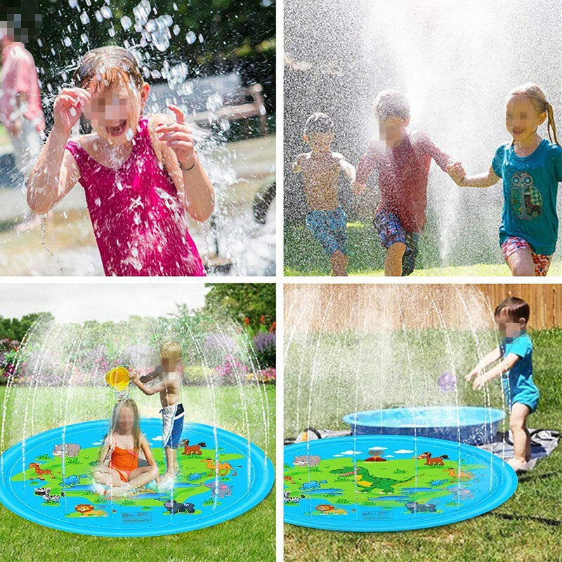 170cm Blue Dinosaur Round Edge Inflatable Water Pad Water Outdoor Toys
