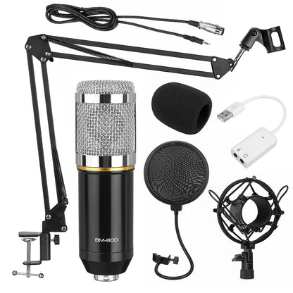 BM800 Pro Condenser Microphone Kit Studio Suspension Boom Scissor Arm Stand with Fliter