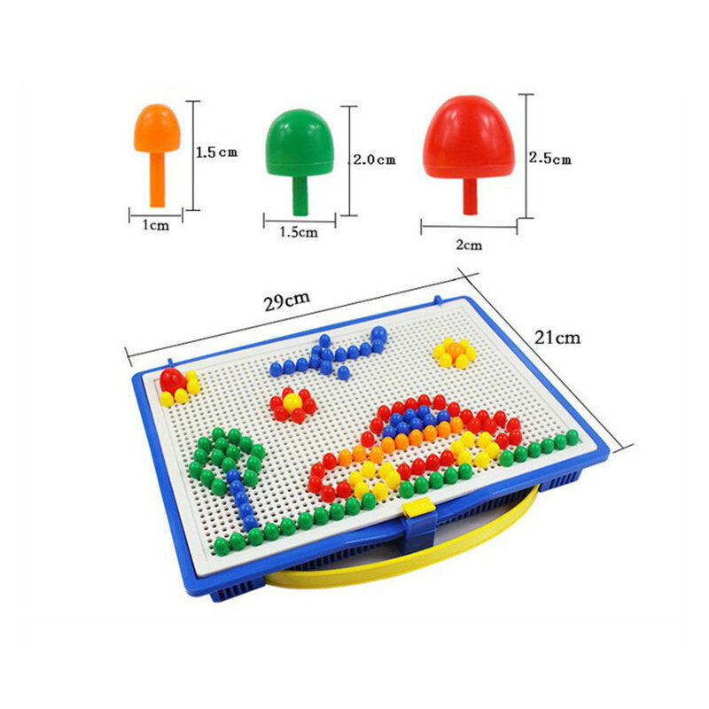 296/592Pcs Mix Color Mushroom Nails with Alphanumeric Nails Puzzle Peg Board Set Early Learning Educational Toys for Kids Gift