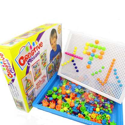 296/592Pcs Mix Color Mushroom Nails with Alphanumeric Nails Puzzle Peg Board Set Early Learning Educational Toys for Kids Gift